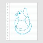 Illustration Of Pigeon Cartoon On Paper Sheet - Illustrati Stock Photo