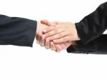 Handshaking business people Stock Photo