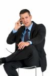 Businessman With Mobile Stock Photo