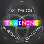 Training Displays On The Job Or Educational Workshop Words Stock Photo