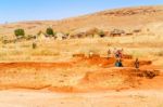 Man Making Bricks In Sudan Stock Photo