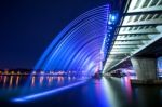 Rainbow Fountain Show At Expo Bridge In South Korea Stock Photo