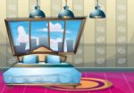 Cartoon  Illustration Interior Bedroom Stock Photo