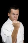 Karate Young Male Fighter Stock Photo