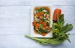 Stir Fried Mixed Vegetables With Soy Sauce Stock Photo