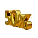 3d Gold 50 Percent Sign Stock Photo