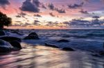 Sunset At Beach In Thailand Stock Photo