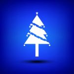 Christmas Tree White On Blue Stock Photo