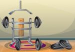 Cartoon  Illustration Interior Fitness Room With Separated Layers Stock Photo