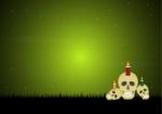 Halloween Evil Face Light Candle Skull Graveyard Background Stock Photo