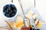 Mix Cold Cut On A Stone With Fresh Pears Stock Photo