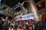 Bangkok-jan 13: Unidentified Thai Protesters Raise Banners To Re Stock Photo