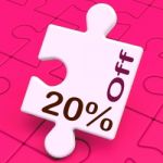 Twenty Percent Off Puzzle Means Discount Or Sale 20% Stock Photo