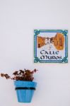 Mijas, Andalucia/spain - July 3 : Blue Flower Pot In Mijas   And Stock Photo