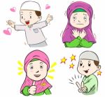 Collection Of Muslim Kids Cartoon Stock Photo