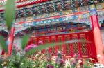 Red Door Chinese Style Temple Stock Photo