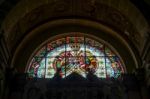 Stained Glass Window In The Collegiate Church In Arco Trentino I Stock Photo