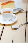 Italian Espresso Coffee And Cheese Cake Stock Photo