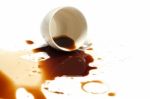 Coffee Spill Stain Accident White Background Stock Photo