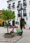 Marbella, Andalucia/spain - July 6 : Painted Scooter Parked In M Stock Photo