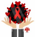 Aids Awareness Red Ribbon. World Aids Day Stock Photo