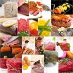 High Protein Food Collection Collage Stock Photo