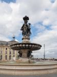 View Of The Fountain At Place De La Bourse In Bordeaux Stock Photo