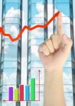 Hand Pointing Business Graph Stock Photo