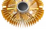 Golden Cooling Fan Stock Photo