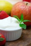 Fruits And Yogurt Stock Photo