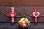 Heart And Roses On A Wooden Stock Photo