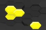 Glossy Yellow Hexagon Concept Stock Photo