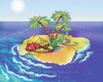 Desert Island In A Summer Day Stock Photo