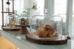 Bakery Displayed In Glass Bell Stock Photo