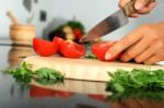 Chopping Food Ingredients Stock Photo