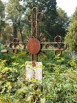 Crosses On Graves Cemetery And Fences  Stock Photo