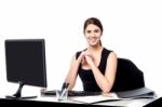 Business Executive At Her Work Desk Stock Photo