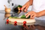 Chopping Food Ingredients Stock Photo