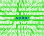 Value Word Shows Quality Worth And Customer Satisfaction Stock Photo