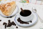 Coffee And A Piece Of Cake Stock Photo