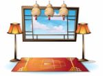 Cartoon  Illustration Interior Chinese Room With Separated Layers Stock Photo