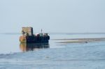 Harty Island, Kent/uk - January 17 : View Of An Old Boat On The Stock Photo