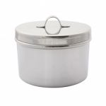 Stainless Cotton Wool Container With Cover On White Background Stock Photo