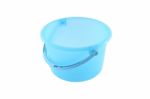 Blue Plastic Bucket On White Background Stock Photo