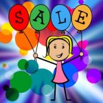 Sale Balloons Indicates Young Woman And Kids Stock Photo