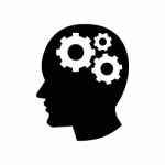 Pictograph Of Gear In Head Icon -  Iconic Design Stock Photo