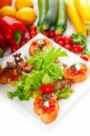 Original Italian Fresh Bruschetta Stock Photo