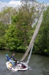 Sailing On The River Thames Between Hampton Court And Richmond Stock Photo