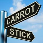 Carrot Or Stick Directions On A Signpost Stock Photo