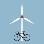 Bicycle With Wind Turbine Stock Photo